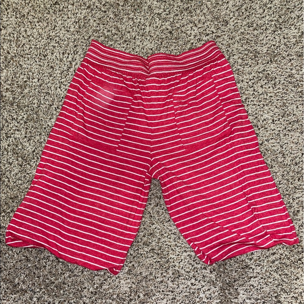 Red and white striped pajama pants